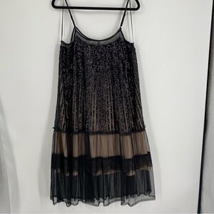 Twinset Milano Women’s Midi Sequin Abito Black Mini Dress size 46 10US NWT